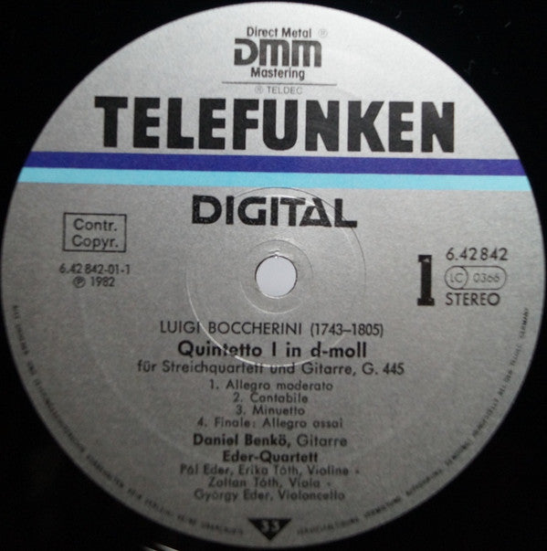 Luigi Boccherini - Dániel Benkő • Eder-Quartett* - Gitarrenquintette Nr.1&2 • Guitar Quintets • Quintettes Pour Guitarre (LP, Album)