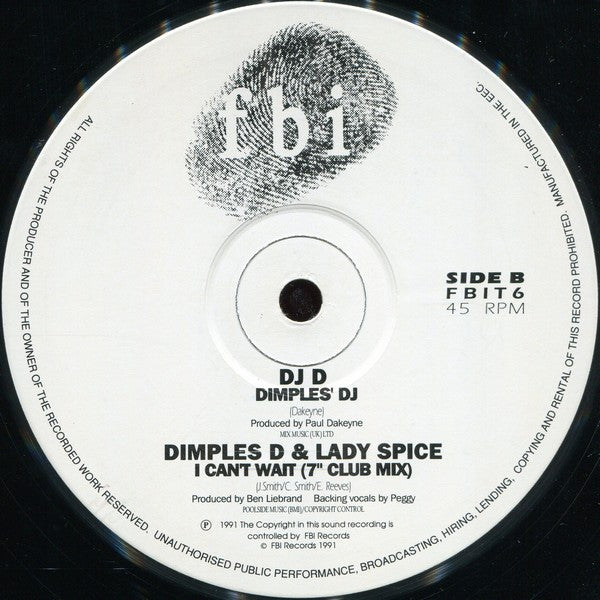 Dimples D & Lady Spice - I Can't Wait (12"")
