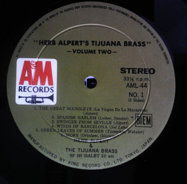 Herb Alpert's Tijuana Brass* - Volume 2 (LP, Album)