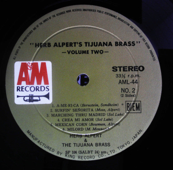 Herb Alpert's Tijuana Brass* - Volume 2 (LP, Album)