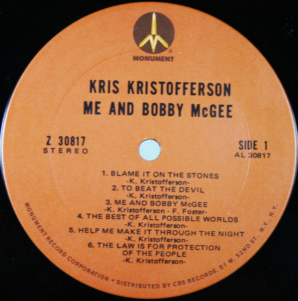 Kris Kristofferson - Me And Bobby McGee (LP, Album, RE, Ter)