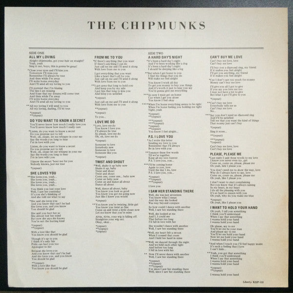 The Chipmunks - The Chipmunks Sing The Beatles' Hits (LP, Album, RE)