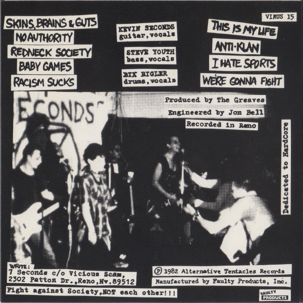7 Seconds - Skins, Brains & Guts (7"", EP, RE, Unofficial)