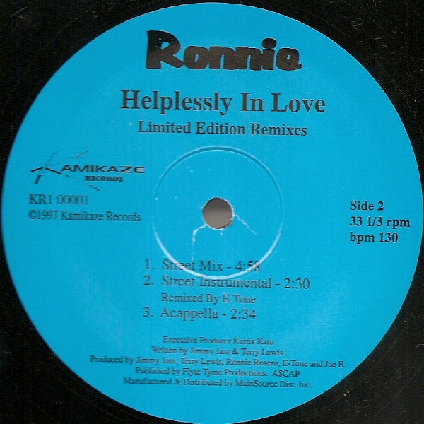 Ronnie* - Helplessly In Love (12", Single)