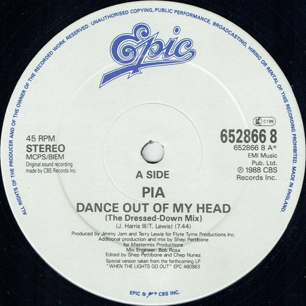 Pia* - Dance Out Of My Head (The Dressed-Down Mix) (12")