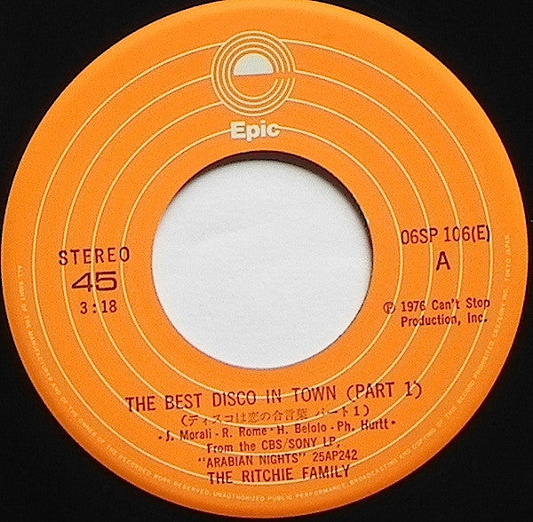 The Ritchie Family - The Best Disco In Town (Part 1) (7"", Single)