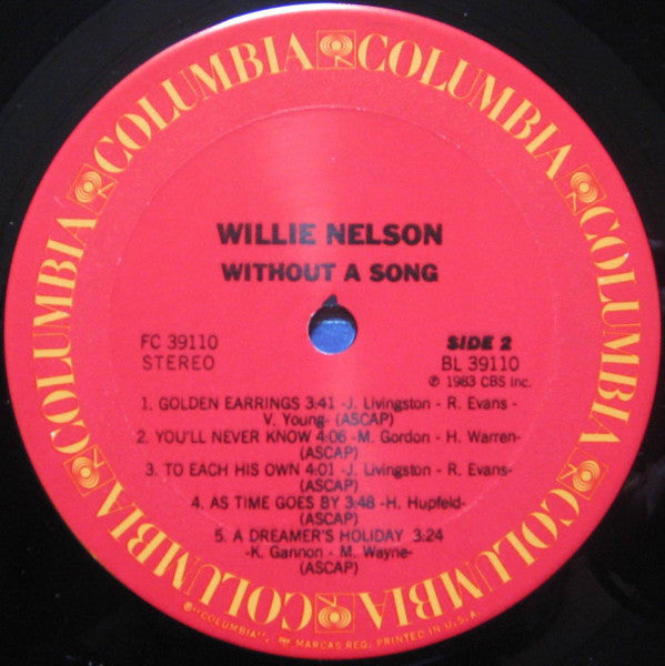 Willie Nelson - Without A Song (LP, Album, Car)