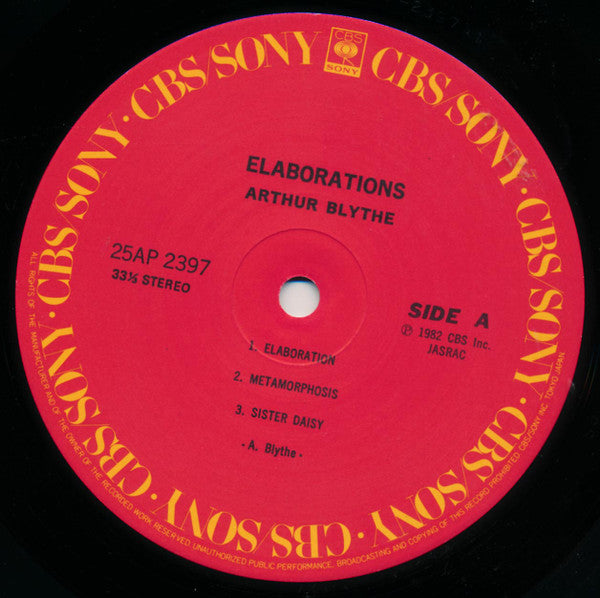 Arthur Blythe - Elaborations (LP, Album)