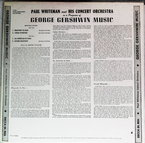 Paul Whiteman & His Concert Orchestra - In A Program Of George Gers...