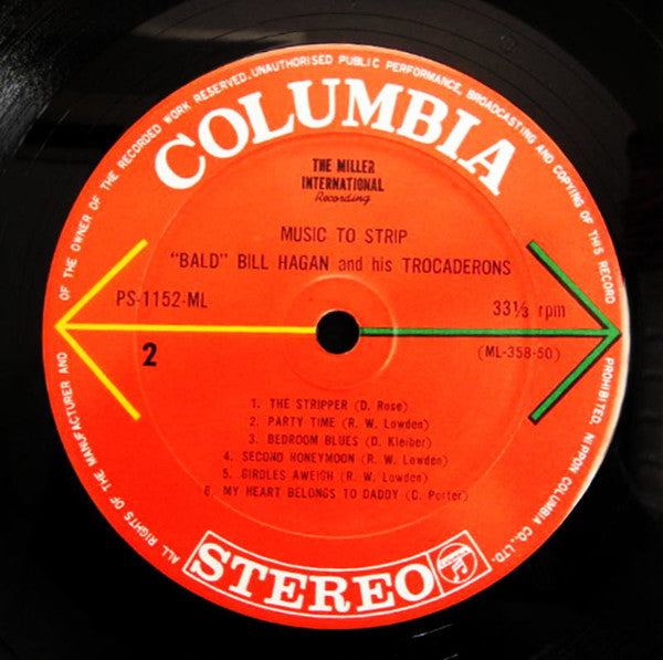 "Bald" Bill Hagan And His Trocaderons - Music To Strip By (LP, Album)