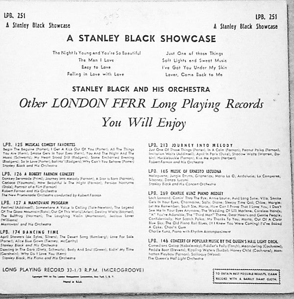 Stanley Black & His Orchestra - A Stanley Black Showcase (10")
