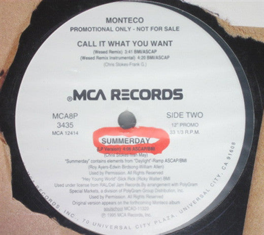 Monteco - Call It What You Want (12", Promo)
