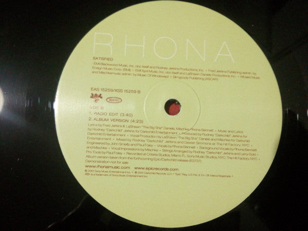 Rhona - Satisfied (12"", Promo)