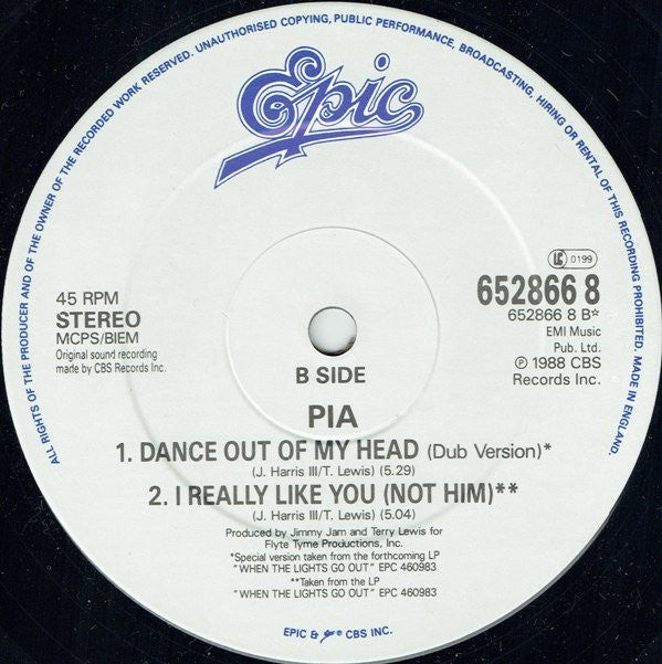 Pia* - Dance Out Of My Head (The Dressed-Down Mix) (12")