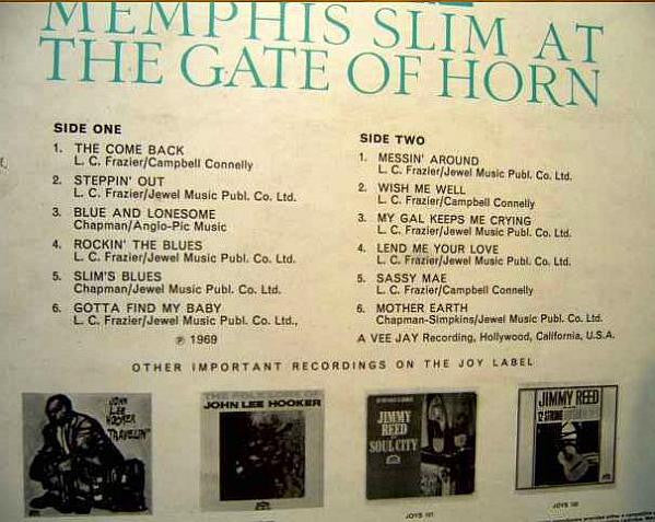 Memphis Slim - Memphis Slim At The Gate Of Horn (LP, Album)