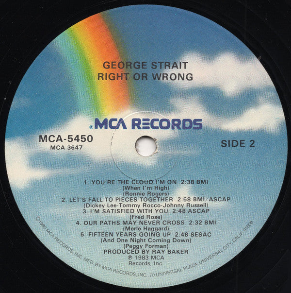 George Strait - Right Or Wrong (LP, Album, Glo)