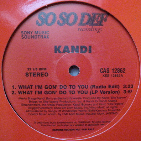 Kandi - What I'm Gon' Do To You (12", Promo)