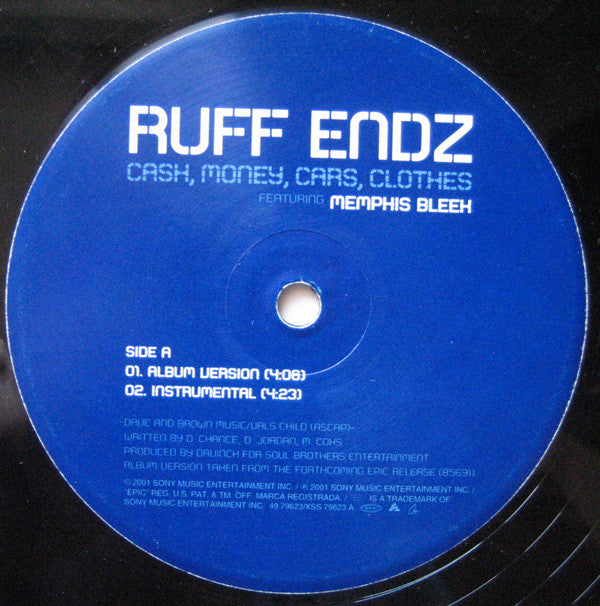 Ruff Endz Featuring Memphis Bleek - Cash, Money, Cars, Clothes (12"")