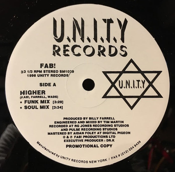 Fab! - Higher / We Belong Together (12"", Promo)
