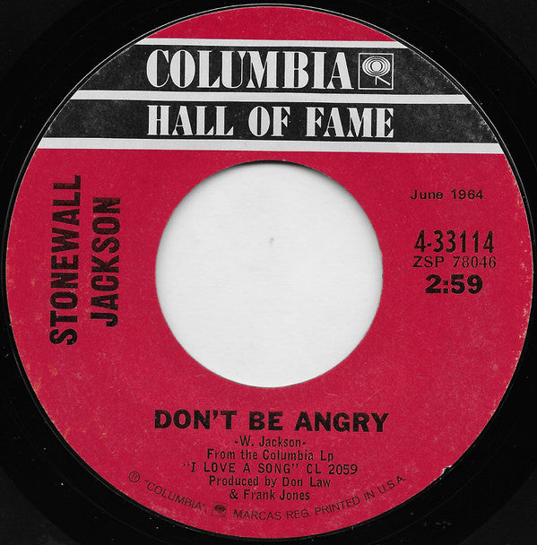 Stonewall Jackson - Help Stamp Out Loneliness / Don't Be Angry(7", ...
