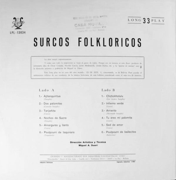 Oscar Grajeda Y Su Conjunto* - Surcos Folkloricos (LP, Album)