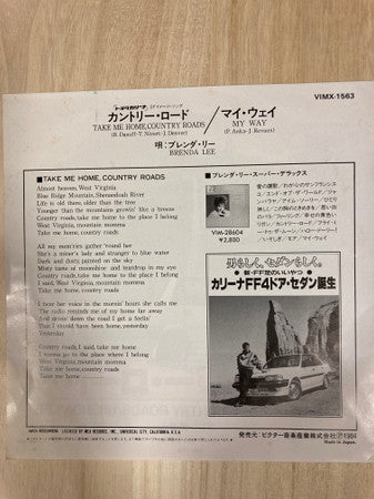 Brenda Lee - Take Me Home, Country Roads (7"", Single, Promo)